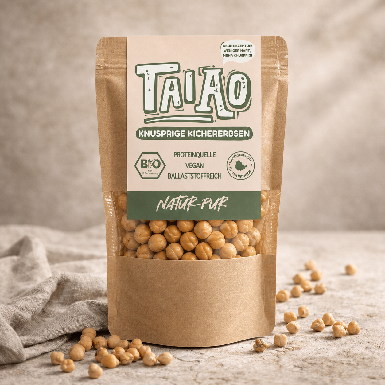 Knusprige Kichererbsen Natur Pur – 23,8 g Protein. Sonst nichts.